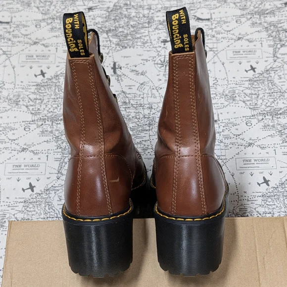 Dr. Martens Leona Platform Heeled Boots in Saddle Tan - Size 10 - Picture 8 of 10